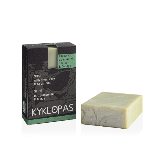 Handmade olive oil Soap with Green Clay & Spearmint 20g Kyklopas