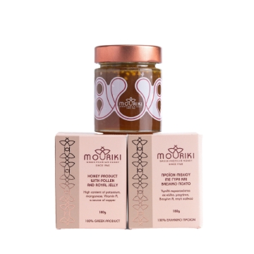 Mouriki Royal Honey – Oak Honey with Bee Pollen & Royal Jelly | 180g Raw Greek Superfood, High Manganese & Potassium, Lab-Tested Immune Support