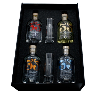 Show details for Premium Cretan Tsikoudia Gift Set - 4x200ml, 35N, Engraved Glasses Picture of Premium Cretan Tsikoudia Gift Set - 4x200ml, 35N, Engraved Glasses