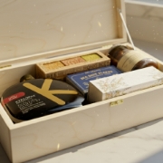 Close-Up of Premium Greek Gourmet Products Inside Gift Box