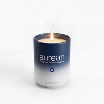 Aurean Golden Gaia Luxury Scented Candle - Black Fig & Smoky Vetiver 160g | Handcrafted Ombre Ceramic Vessel, Greek Artisan Made