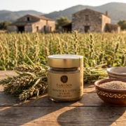 Samynthos Organic Whole Unheated Raw Tahini, 200 g on a clean ecommerce background