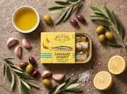 Hellas Meze Aegean Sea Sardines in Vegetable Oil, 90 g on a clean ecommerce background
