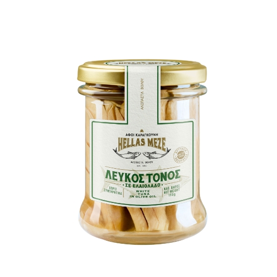 Hellas Meze White Tuna in Olive Oil 190g - Thunnus alalunga by Hellas Meze - Primary product photo