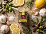 Escargot De Crete Snail Fillets in Cretan Olive Oil with Lemon and Thyme - 90g Jar on a clean ecommerce background